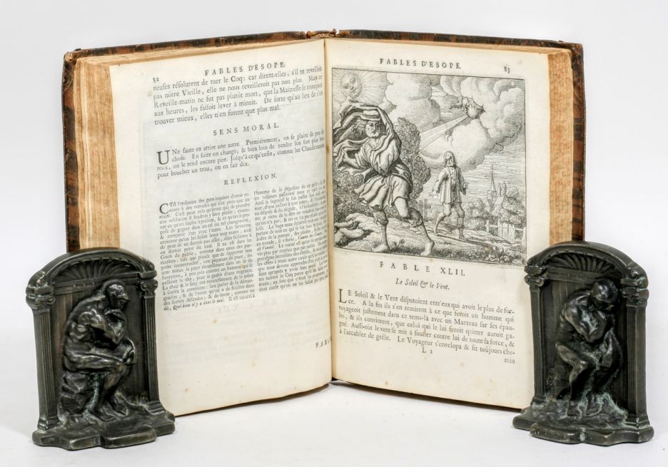 Livre Fables D'Ésope Et De Lockmann - Édition Reliée Cuir, An III (1794) - 588 Pages, Illustrations - Occasion Avec Traces D'usure