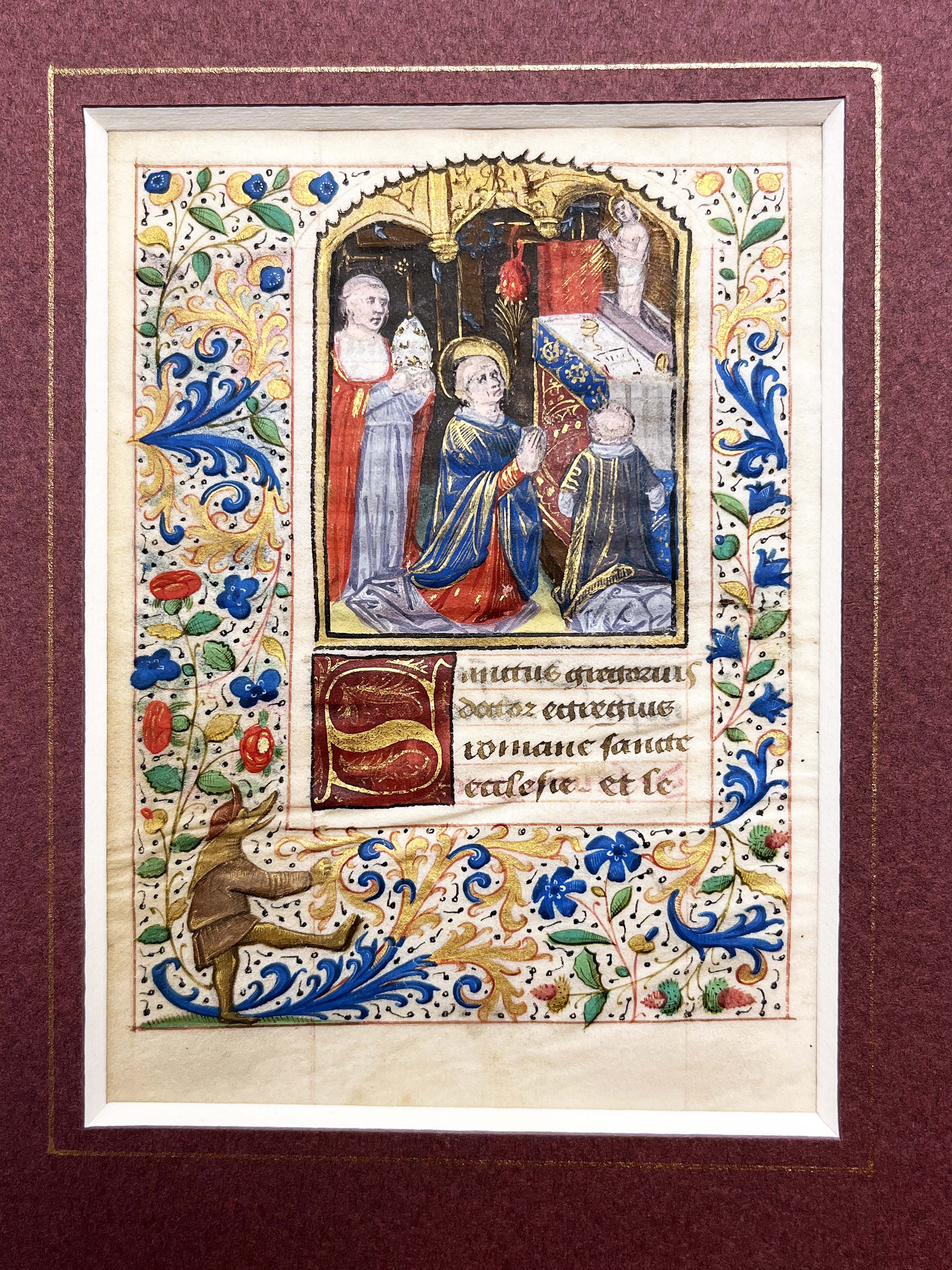 Manuscript Miniatures Illuminated Manuscript Miniature depicting the Mass of St. Gregory ...